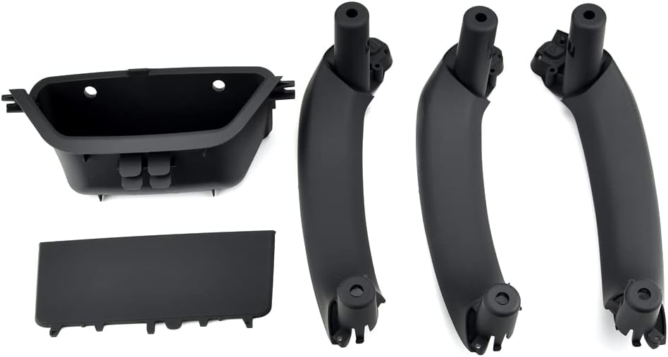 RHD 3PCS Black Interior Passenger Door Leather Pull Handle Assembly Compatible with B-MW X3 X4 F25 F26 2010-2016