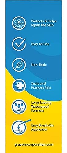 Helsrx Liquid Bandage Glue - Invisible Skin Repair Gel For Severe Dry Cracked Heels, Feet, Fingers, Scrapes And Blisters – Waterproof Protection - Includes Applicator Brush And Skin Buffer #TOP2