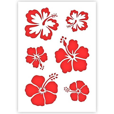 QBIX Flower Stencil - Aloha Flowers - A4 - Reusable Kids Friendly DIY Stencil for Painting, Baking, Crafts, Wall, Furniture Cover