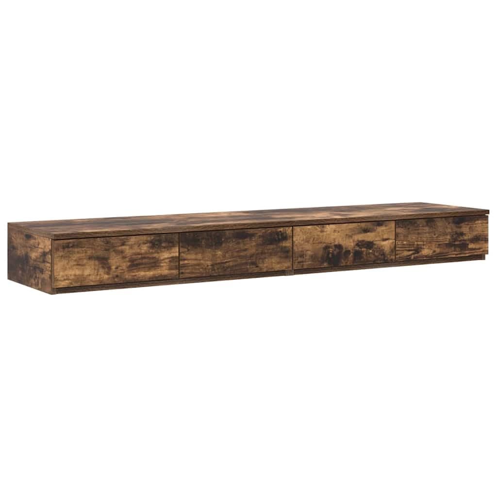 Cassetti da letto in rovere affumicato, 160 x 36,5 x 16,5 cm, 4 cassetti push-to-open, comodino durevole per camera da letto, proprietari di case moderne