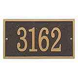 Whitehall Personalized Cast Metal Address Plaque - Custom House Number Sign - Rectangle (11' x 6.25') - Bronze with Gold Numbers