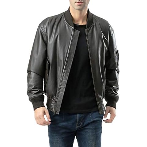 Landing Leathers Men's MA-1 Leather Flight Bomber Jacket Brown X-Large Cover