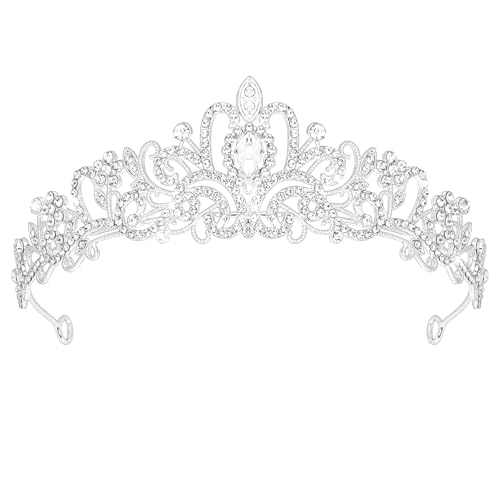 EXIPSAT Diadem Krone Silber, Elegantes Haarschmuck Braut mit Glitzernden Strass, Perfekt für...