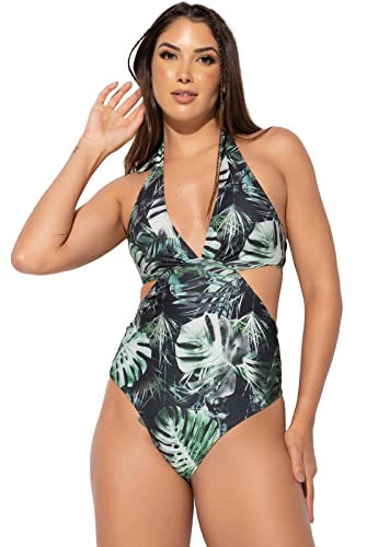 Maiô Engana Mamãe Decote Cavado Estampado Hot Pants MVB Modas