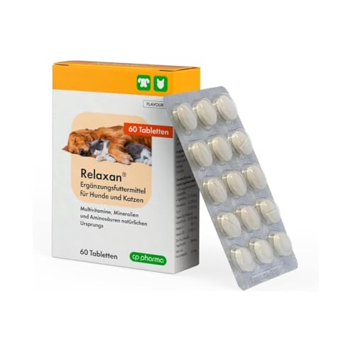 cp pharma Relaxan | Doppelpack | 2 x 60 Tabletten | Ergänzungsfuttermittel für Hunde & Katzen | Mit Multivitaminen