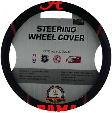 A set of 3 Piece Automotive Gift Set: 2 Front Seat Covers and 1 Wheel Cover - Alabama State Crimsontide