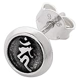 pi0450-07 [ブランド名：2PIECES] ピアス 梵字 メンズピアス シルバー925 古代文字 サンスクリット 片耳分1個売り (7)カーン