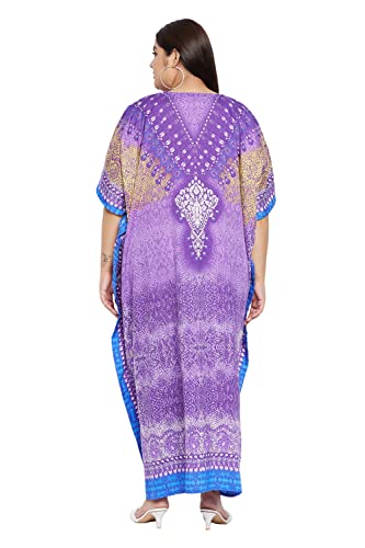 Image of Oussum Women Plus Size Kaftan Kimono Loose Maxi summer dresses for women Beach 3 /4 Sleeve Casual lounge dress Boho