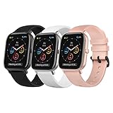 YHC Correa para Xiaomi Amazfit GTS Correas,Pulsera de Reemplazo de Silicona Suave para Amazfit GTS 2 (Negro+Blanco+Rosa)