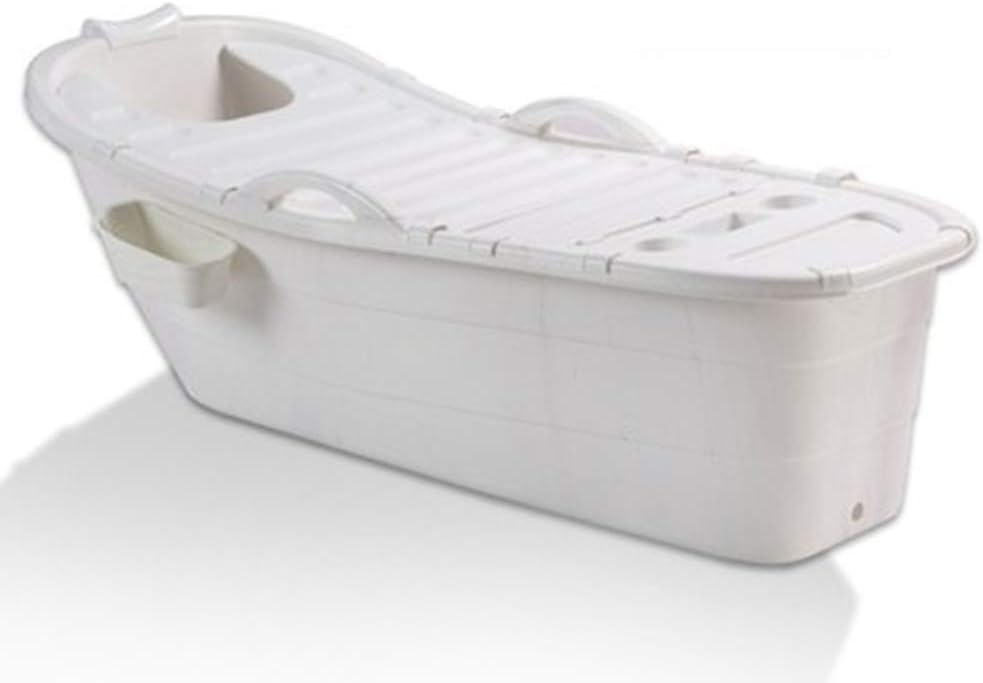 JZM Folding Bathtub,Plastic Adult Bathtub, Household Children'S Bathtub, Portable Folding Bath Barrel 120 * 40 * 64Cm,White