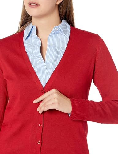 Image of Amazon Essentials Women's Lightweight V-Neck Cardigan Sweater (Available in Plus Size), Red, 2X (Pack of 2)