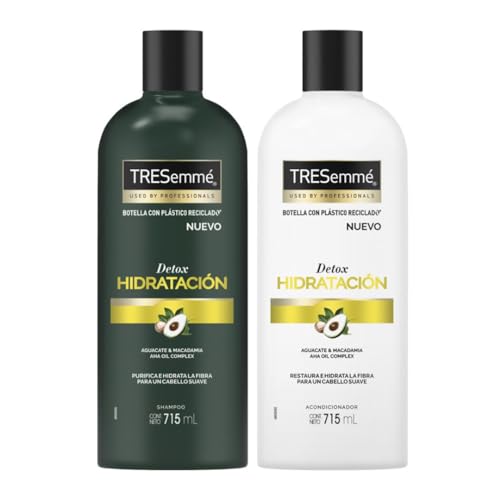 Cuidado Para El Cabello, Drugstore TRESemme Acondicionador sin parabenos Detox Hidratación con aguacate y macadamia 715 ml + Tresemmé Shampoo sin parabenos y sin colorantes Detox Hidratación...