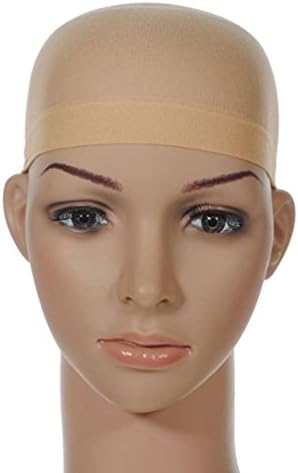 Wig Caps, Stocking Caps For Wigs Stretchy Nylon Wig Caps For Women Beige （2pcs)