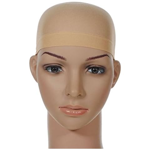 OMORFIEER Wig Caps, Stocking Caps For Wigs Stretchy Nylon Wig Caps For Women Beige （2pcs Cover