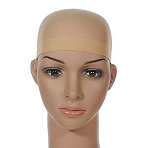 OMORFIEER Wig Caps, Stocking Caps For Wigs Stretchy Nylon Wig Caps For Women Beige （2pcs