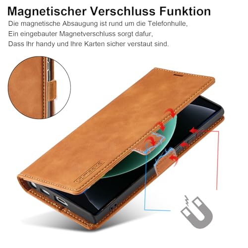 Etui na telefon komórkowy Samsung Galaxy S23 Ultra [z folią ochronną S23 Ultra] do Samsung Galaxy S23 Ultra 5G, składane, skórzane, z klapką, odporne na uderzenia