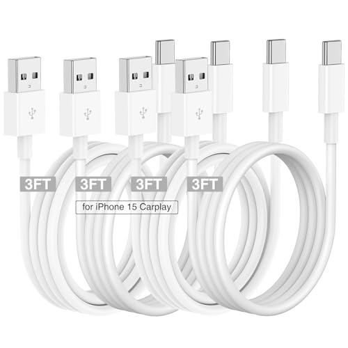 Car Carplay Cable for iPhone 16 15 Pro/Pro Max/Plus Cable,4-Pack 3FT USB A to USB C Fast Charging Cable for Apple iPhone 16 15 Car Charger,Car Charger Adapter Cord for iPhone 16 15,Google Pixel 9-W -  Cabepow, iP15 Carplay A-C 3FT-4P