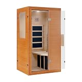 springspa Infrared Sauna Home Sauna, Indoor Far Infrared Saunas for Home, 1 Person Canadian Hemlock Wooden Spa Room, 950w 120v with Control Panel, 33 * 27.3 * 59 inch
