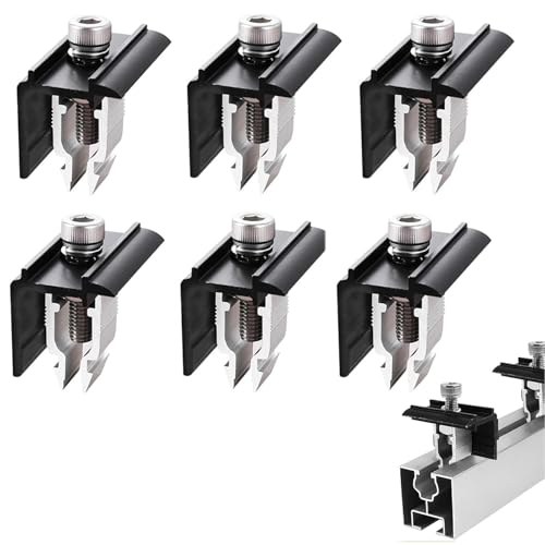 BCENG 6 Stück Solarmodul Halterung 30mm Solarpanel Randklemme Set Montageset Dachhalterung Solarpanel Halterung Randklemme für Montageschiene Solar Befestigung 30mm-45mm