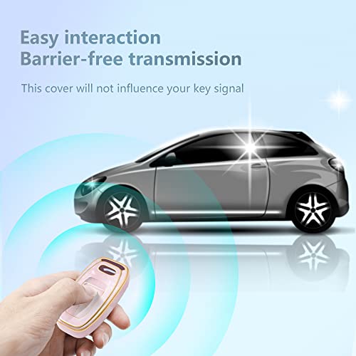 Sweetbond Key Fob Cover For Audi R8 Q5 Q7 S3 S4 S5 S6 S7 S8 Sq5 Rs5 Rs7 A4 A5 A6 A7 A8, Fashion Key Shell With Diamond Gold Keychain (Pink) #TOP3