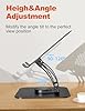 tounee Adjustable Laptop Stand for Desk, Ergonomic Holder with 360° Rotating Base, Portable Aluminum Computer Stand Laptop Riser Compatible with MacBook, Air, Pro, All Laptop 10-16"- Black #3