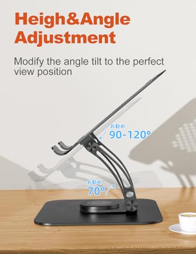 Laptop Ständer mit 360° Drehbarer Basis, Ergonomisch Laptopständer Höhenverstellbar, Laptop Erhoehung Fuer Schreibtisch, Standing Laptop Stand Computer Ständer mit MacBook Pro, Laptops 10–17" SCHWARZ – Bild 5