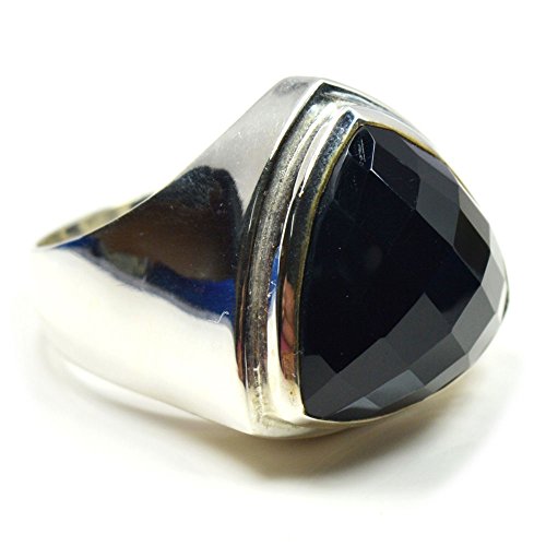 Bague argent 925 sterling onyx noir naturel trillion, le cadeau mixte parfait à offrir