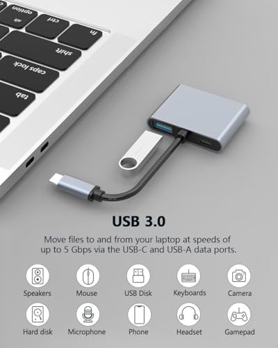 Image of USB C to Dual HDMI Adapter 4K30hz, Type C to HDMI Splitter for 2 Monitors, 4 in 1 USB C Hub 2 HDTV, USB 3.0, 100W PD, Extended Display for MacBook Air /Pro Thunderbolt 4, Multiport Two Screen Dongle