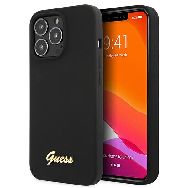 Guess GUHMP13LLSLMGBK Coque de Protection en Silicone pour iPhone 13 Pro / 13 6,1" Noir