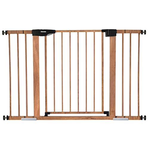Mom's Choice Award Winner-Babelio Metal Baby Gate With Wood Pattern, 29-48'' Extra Wide Walk Thru Pet Dog, Easy Install Wall Mounted Dog Gate, No Tools Required, With Wall Protectors And Extensions #TOP4