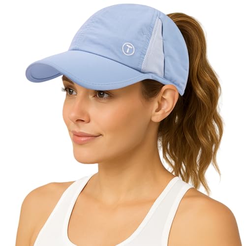 Image of TOP-EX ChicPony UPF 50+ Cooling High Ponytail Baseball Cap for Women | Cool-touch wicking band, hidden 4 in slot fits high /low ponytails; 2.3 oz, packable, airy, quick-dry, adjustable for sports