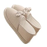 [ココマリ] スリッパ レディース ルームシューズ かかと付き 滑り止め おしゃれ 歩きやすい かかと あり 洗える リボン 室内履き 4 婦人 授業参観 学校 会社 靴 ルームスリッパ 無地 シンプル スリッポン くつ シューズ 春 夏 秋 冬 上履き 室内 ばき 入院 かわいい 人気 マタニティ マタニティシューズ 妊婦 妊婦靴 ゴム底 (23.0-23.5cm, ベージュ)