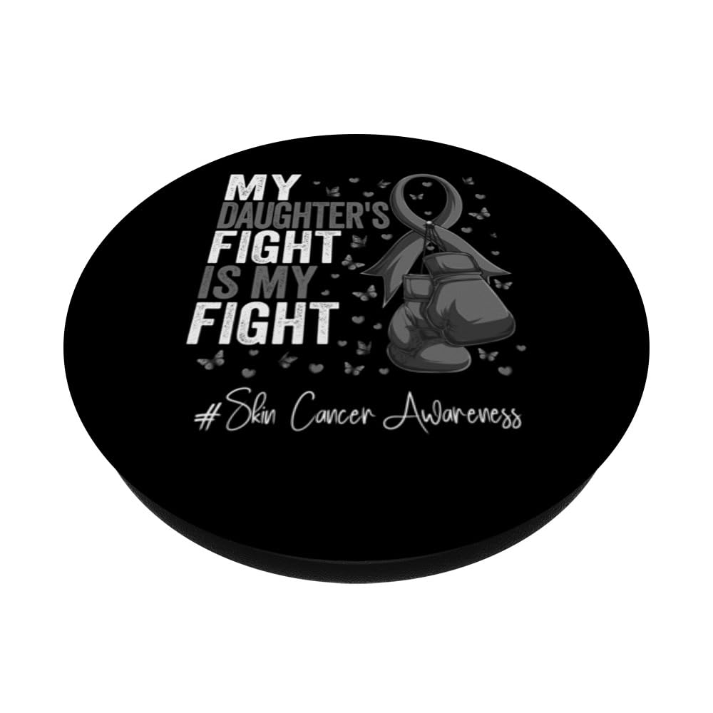Black Ribbon Survivor Daughter Skin Cancer Awareness PopSockets Swappable PopGrip - Image 2