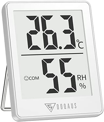 DOQAUS Hygrometer Thermometer Innen, Digitales Mini Raumthermometer | Hohe Genauigkeit, Temperatur und Luftfeuchtigkeitsmesser, Smiley-Indikator, für Innenraum, Babyraum, Wohnzimme
