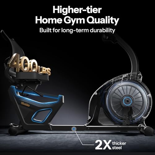 Niceday Recumbent Exercise Bike, Recumbent Bike for Home, Recumbent Stationary Bike 400LBS Weight Capacity, Magnetic Recumbent Bike with Smart APP, LCD Monitor, Heart Rate Handle - Image 6