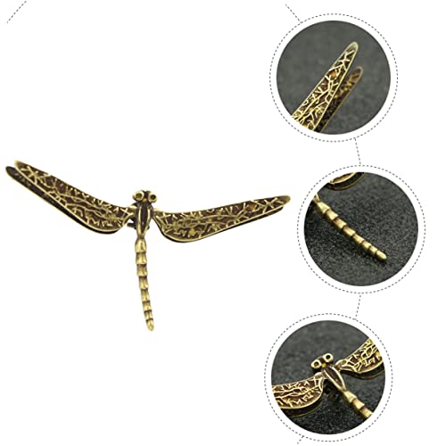 QUMIIRITY Lifelike Dragonfly Model Figurine Solar Decor Sun Catchers for Windows Dragonflies Shelf Decor Desktop Gold Decor Gadgets Office Desk Decor Creative Adornment Brass - Image 8