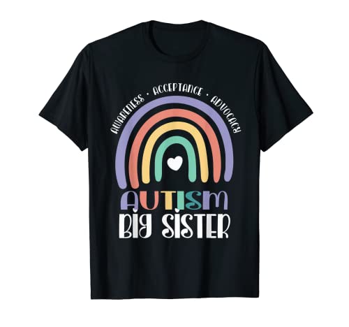 Boho Rainbow Proud Big Sister Autismo Familia Coincidencia Camiseta