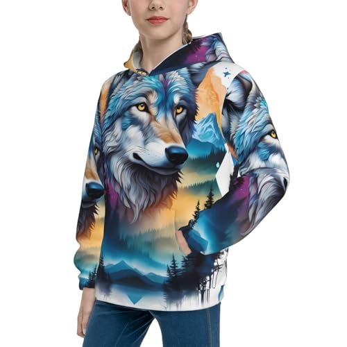 Astronaut Sits on Moon Kid Hoodies Boys Sweatshirts Girls Pullover with Pocket2