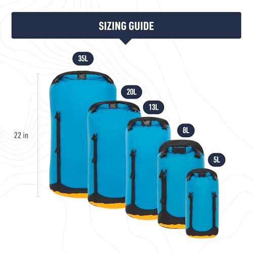 Sea to Summit eVac Compression Dry Bag, Waterproof Compression Sack, 8 Liter, Turkish Tile Blue