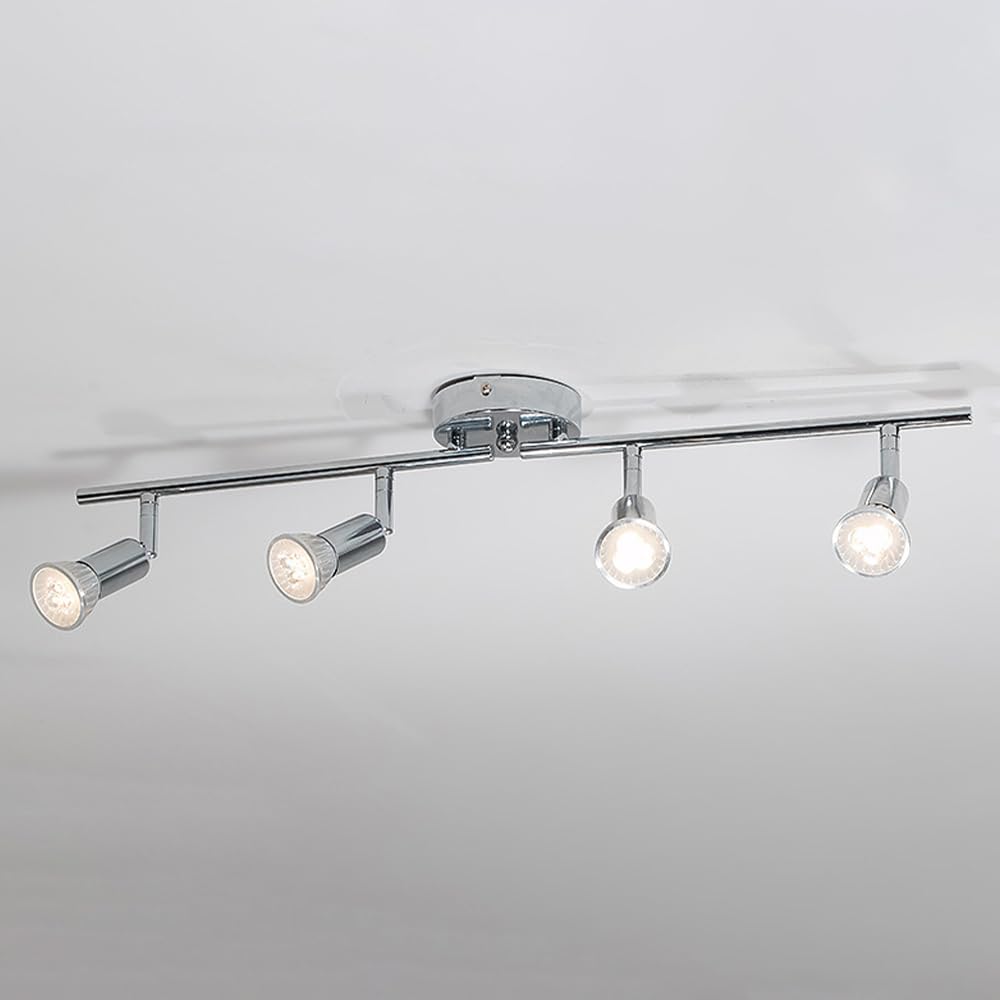 SMCCYYSD Modern Chandeliers Ceiling Light,4-Light Spotlight Chrome Fixed Track Lighting Kit Adjustable Vanity Wall Sconce Rotatable Directional Spotlights Accent Lamp for Gallery Artwork Display