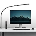 AmazLit Swing Arm Desk Light with Remote Control, Eye-Caring Gooseneck Desk Lamp, Adjustable Brightness & Color Temperatures, Modern LED Clamp Light with Memory & Timer Function, 12W, Matteblack