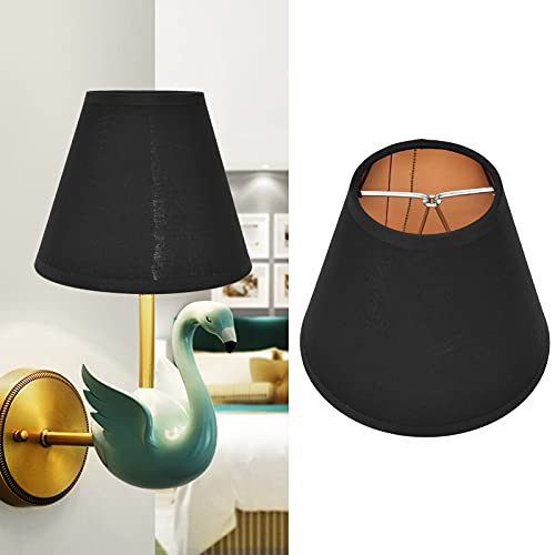 Teror Lampshade,6PCS Fabric Lamp Shade Cloth Clip On Lampshade for E14 Table Chandelier Floor Light Wall Lamp Bedroom Decor, Black - Image 2