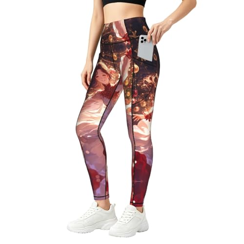 Legging de danse de Noël pour femme avec poches pantalon sport doux