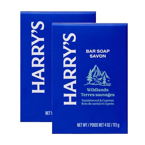 Harry's Bar Soap for Men - Wildlands Scent - (2 Pack) 4 oz - Men's Body Soap - Made with Plant-Based Cleansers - No Parabens, Sulfates, or Dyes