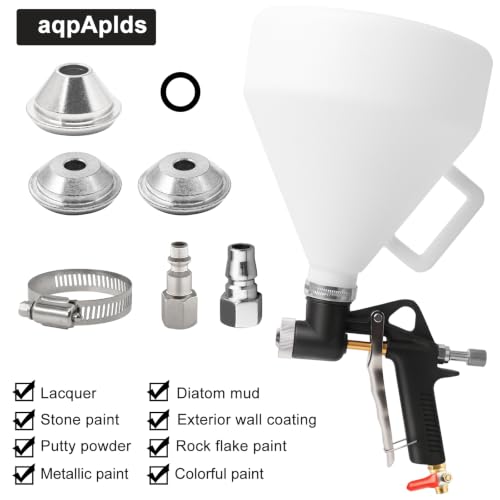 Image of Drywall Texture Spray Gun, Air Hopper Spray Gun Paint with 1.5 Gallon Hopper Includes 3 Nozzles(4.0mm /6.0mm /8.0mm), Air Texture Gun for Walls,Ceiling,Stucco Mud,Knockdow,Spray Gun (Black)