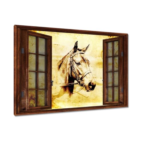 Toile tête de cheval dessinée 120x80cm pour décoration murale de salon moderne