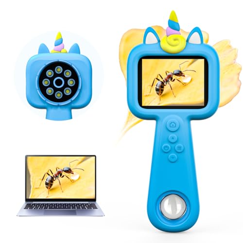 600X Handheld Microscope for Kids, 2.4'' Rechargeable Mini Pocket Digital Microscope Outdoor Toys...