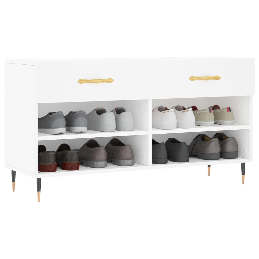 Meuble Rangement Chaussures Blanc 102 x 35 x 55 cm Bois Composite