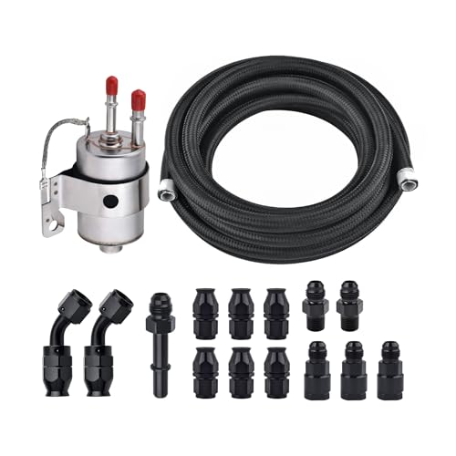 EVIL ENERGY LS Swap 58PSI Fuel Filter Regulator with 6AN 25FT PTFE EFI Fuel Hose Line Kit Black