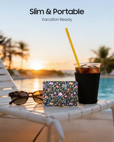 Image of FINTIE Slim Minimalist Front Pocket Wallet, RFID Blocking Credit Card Holder Card Cases with ID Window for Men Women (Black Floral)